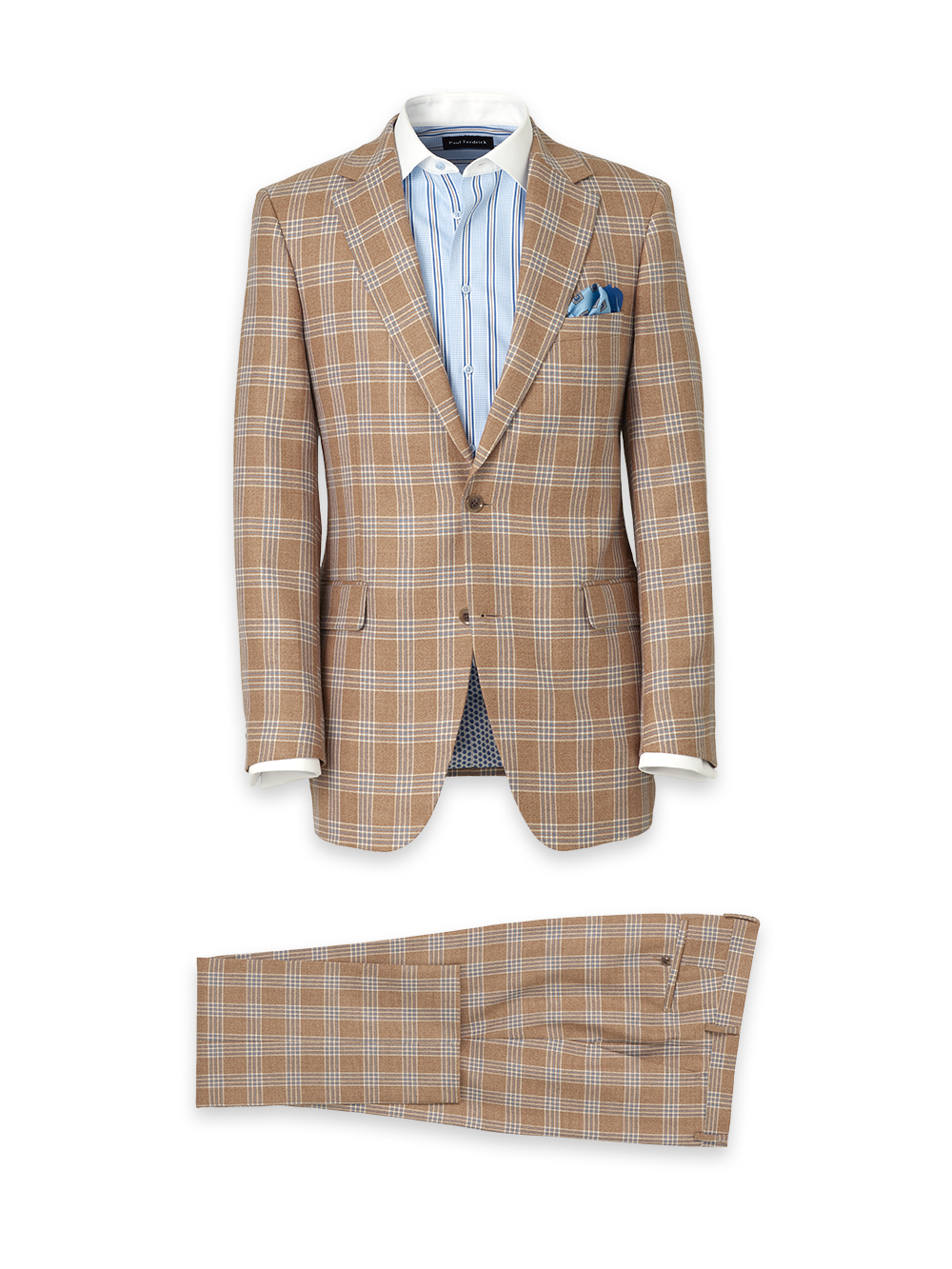 Product Image of Wool Blend Plaid Single Breasted Notch Lapel Suit-0