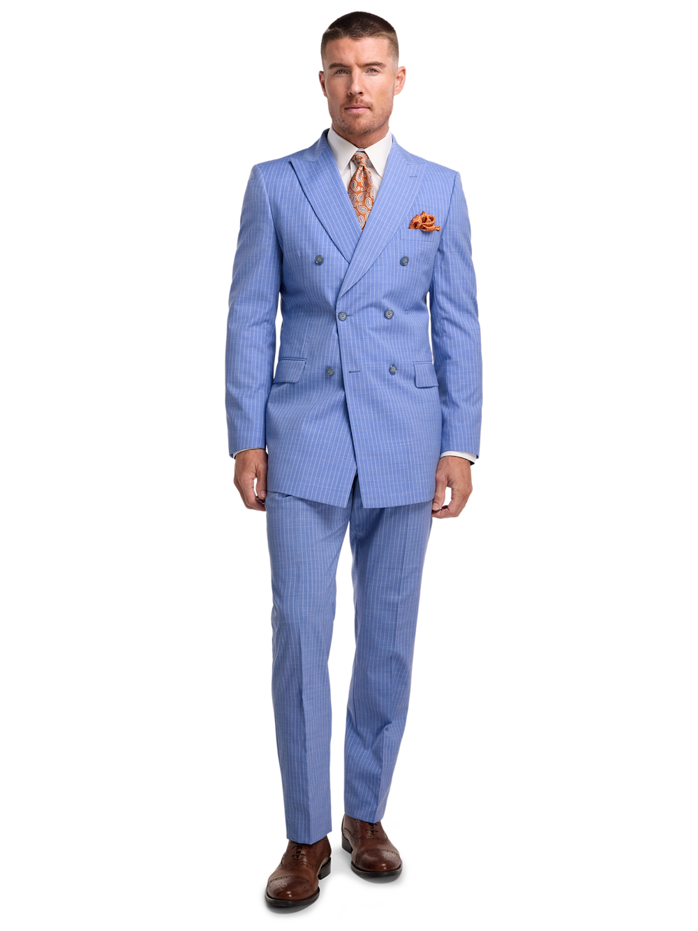 Alternate Image of Wool Blend Pinstripe Double Breasted Peak Lapel Suit-1