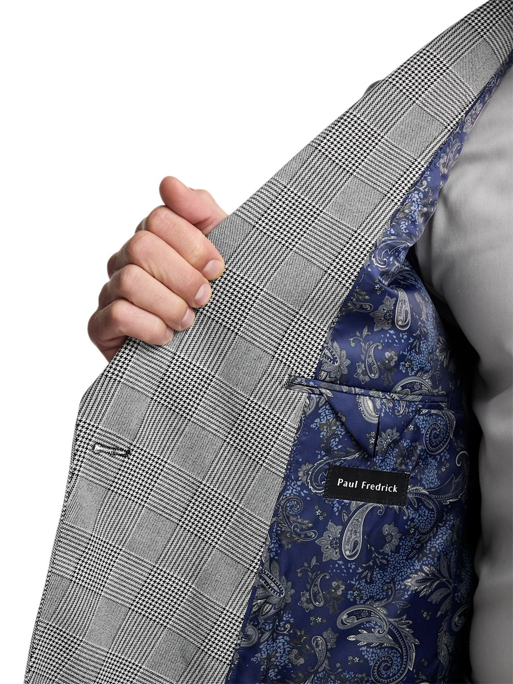 Alternate Image of Black/white Plaid Houndstooth Double Breasted Peak Lapel Suit-3