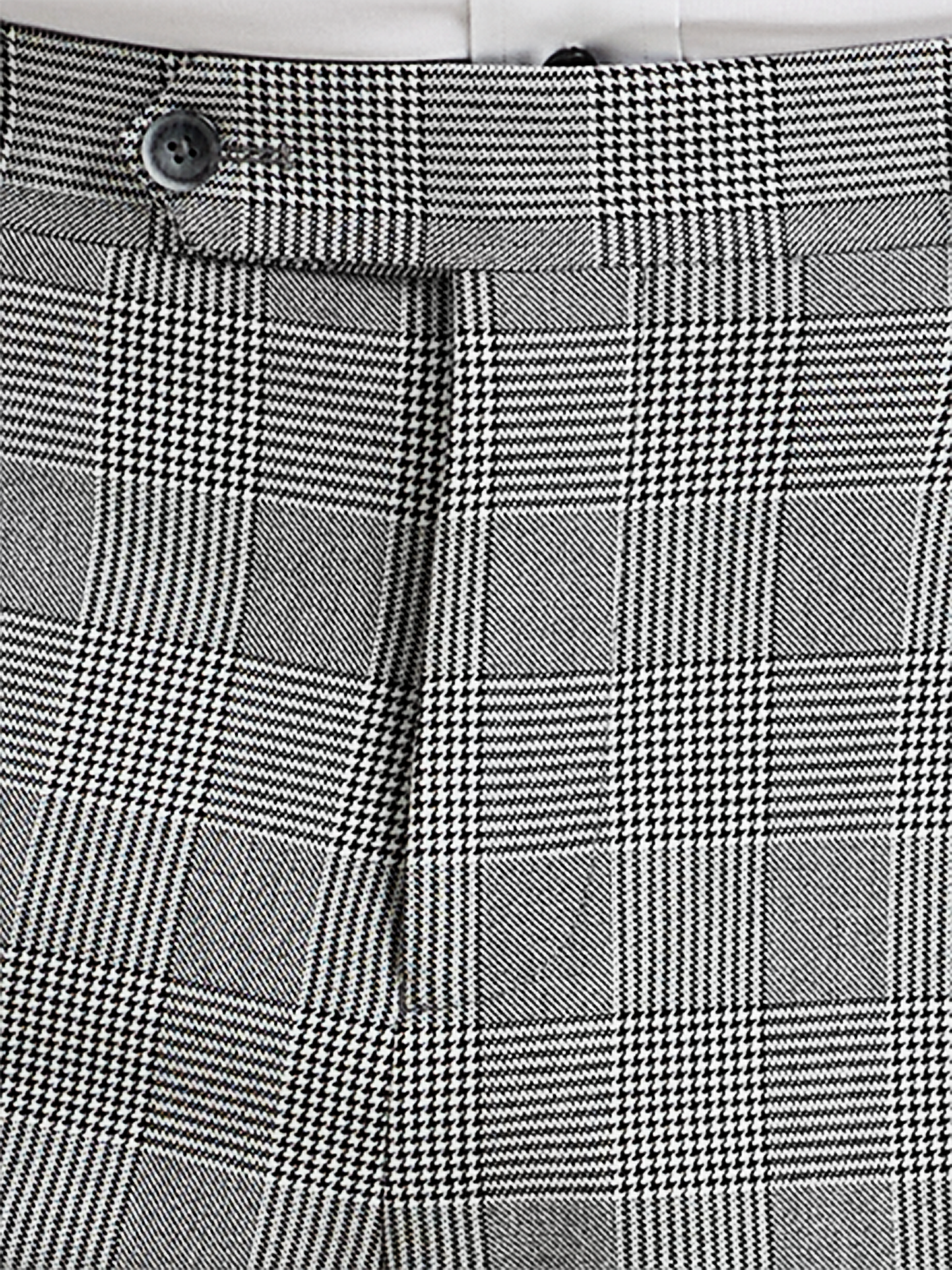 Black/White Plaid Houndstooth Double Breasted Peak Lapel Suit - Black/white
