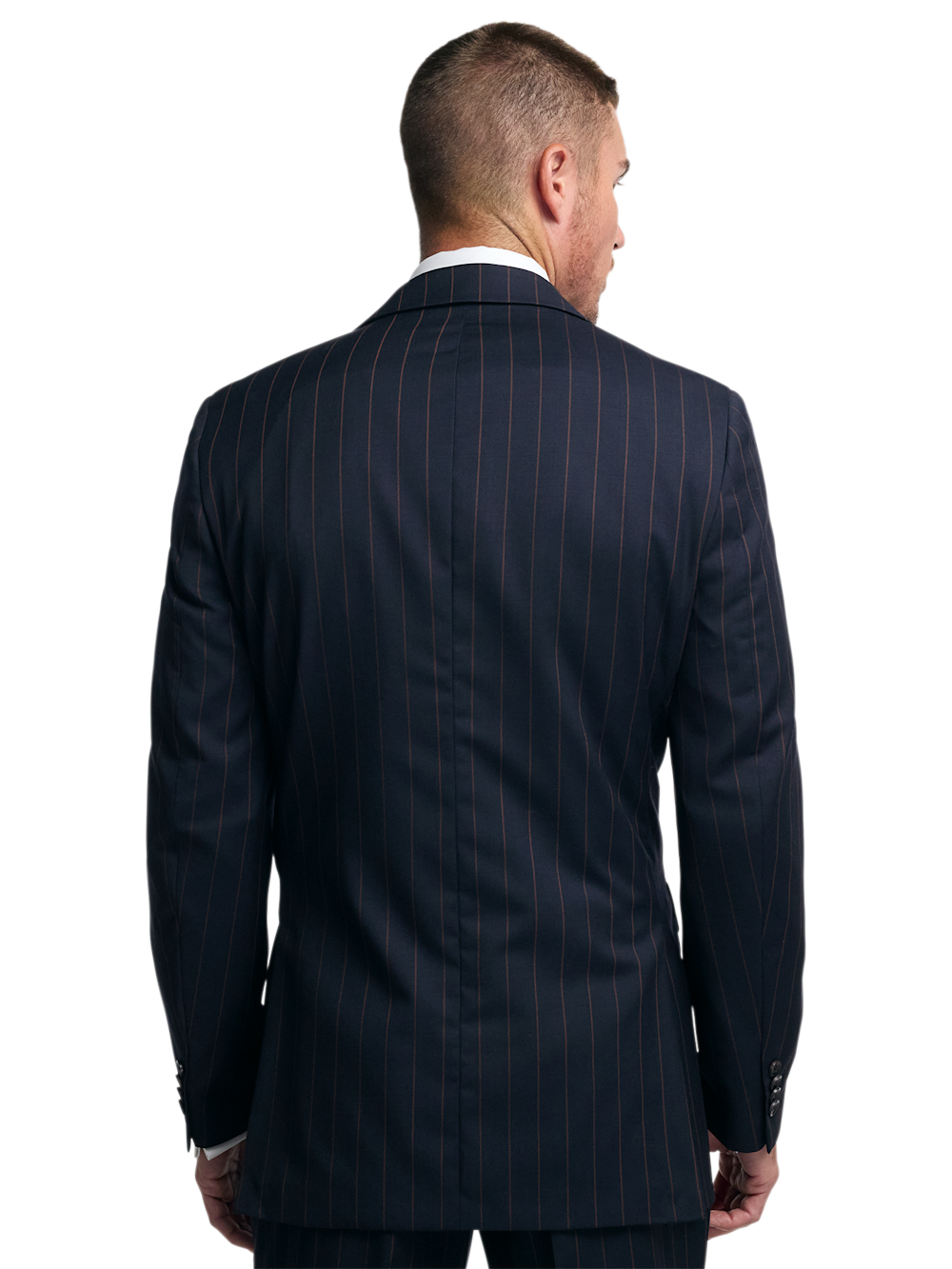 Alternate Image of Navy/brown Wool Stripe Double Breasted Peak Lapel Suit-6