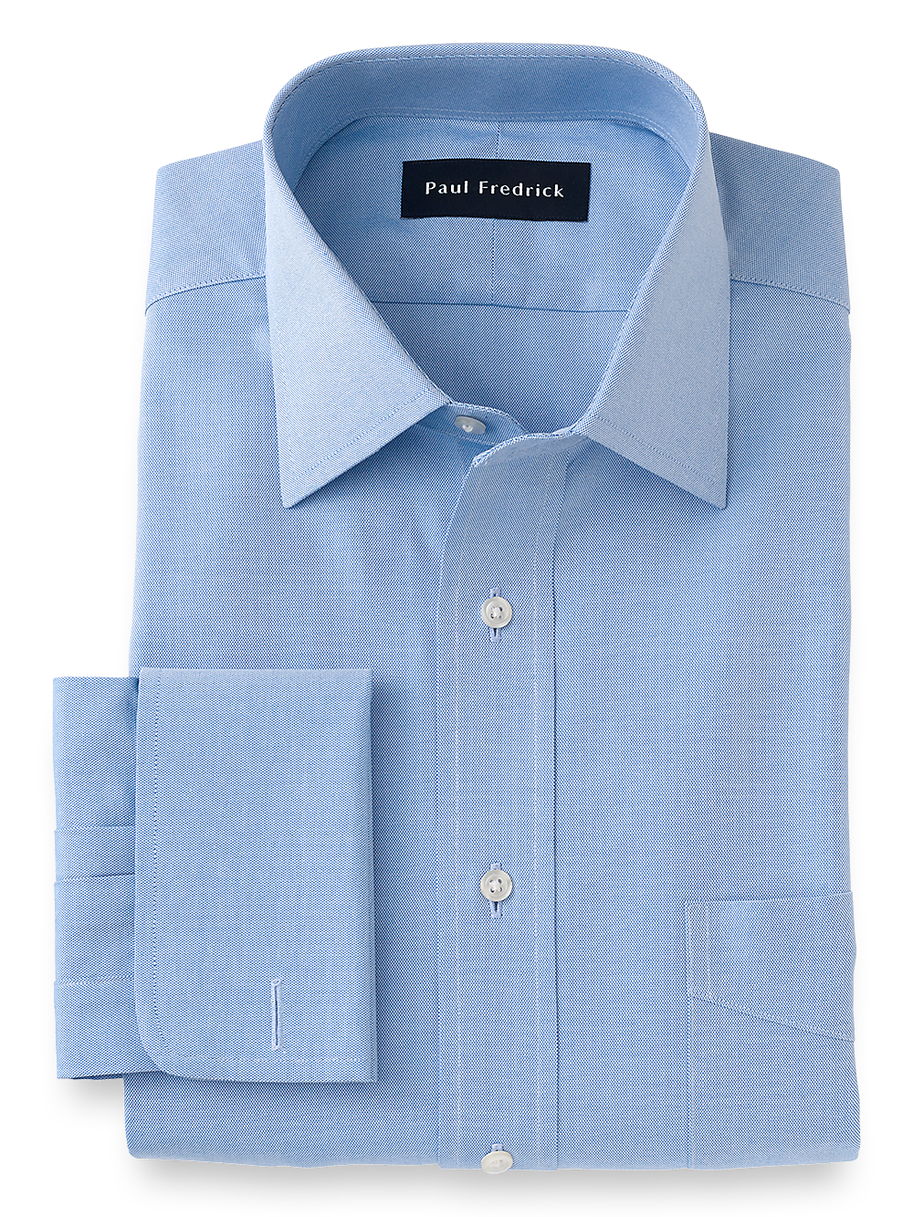 Product Image of Superfine Egyptian Cotton Solid Color Spread Collar French Cuff Dress Shirt-Blue
