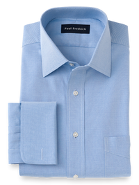 Superfine Egyptian Cotton Solid Color Spread Collar French Cuff Dress Shirt - Blue