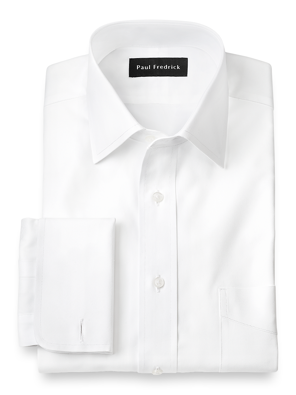 Product Image of Superfine Egyptian Cotton Solid Color Spread Collar French Cuff Dress Shirt-White