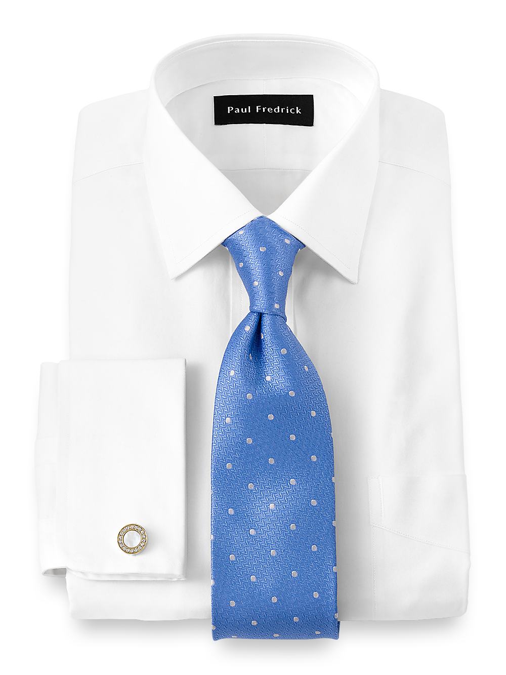 Alternate Image of Pure Cotton Pinpoint Solid Color Spread Collar French Cuff Dress Shirt-1