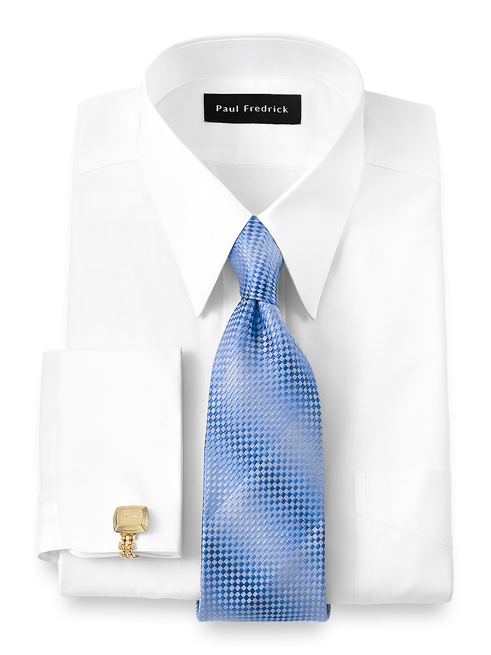 Pure Cotton Broadcloth Edge-stitched Straight Collar French Cuff Dress Paul Fredrick Pure Cotton Broadcloth Edge-stitched Straight Collar French Cuff Dress Paul Fredrick