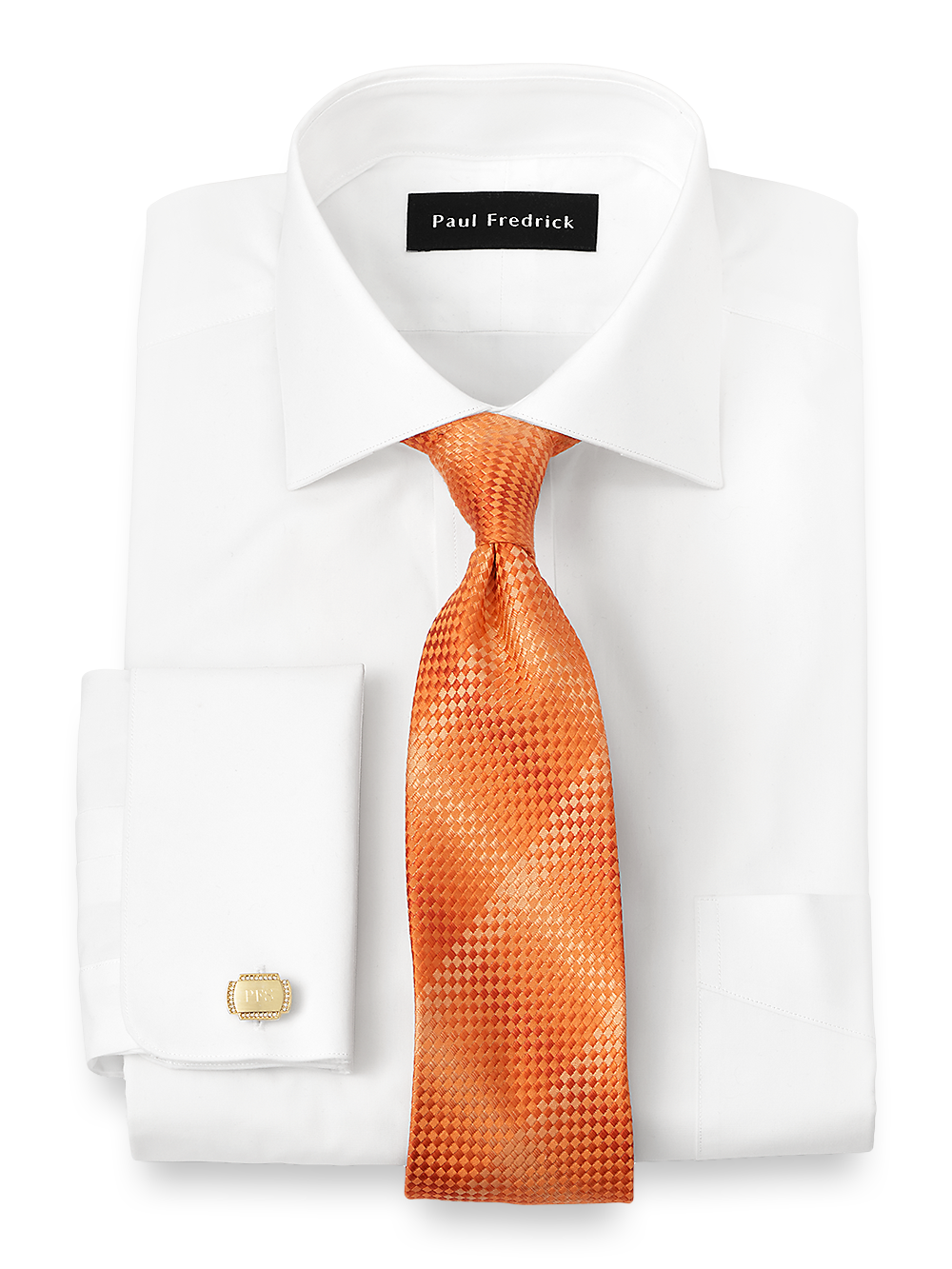 cutaway collar french cuff dress shirt MASON - White Herringbone French Cuff Shirt