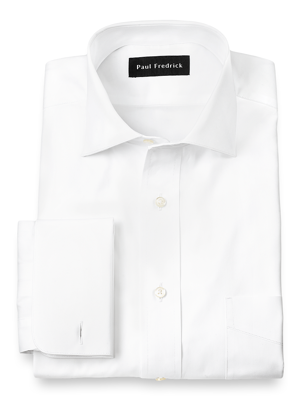 Product Image of Pure Cotton Broadcloth Solid Color Cutaway Spread Collar French Cuff Dress Shirt�-White