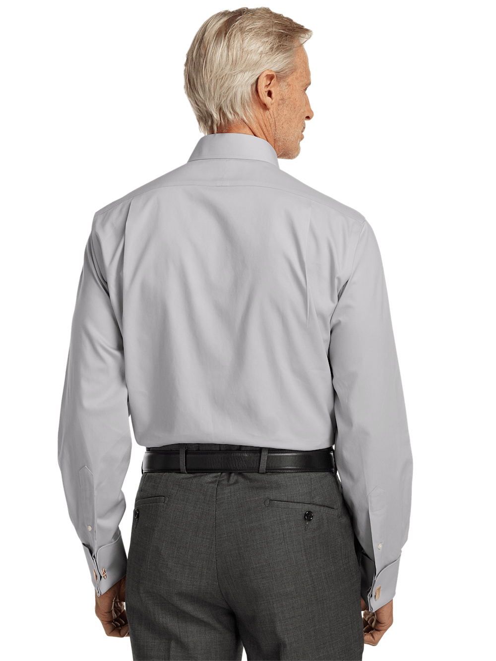 Alternate Image of Non-iron Cotton Pinpoint Solid Point Collar French Cuff Dress Shirt-4