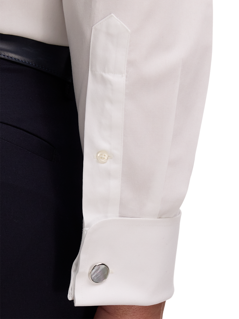 Non-Iron Cotton Pinpoint Solid Snap Tab Collar French Cuff Dress Non-Iron Cotton Pinpoint Solid Snap Tab Collar French Cuff Dress