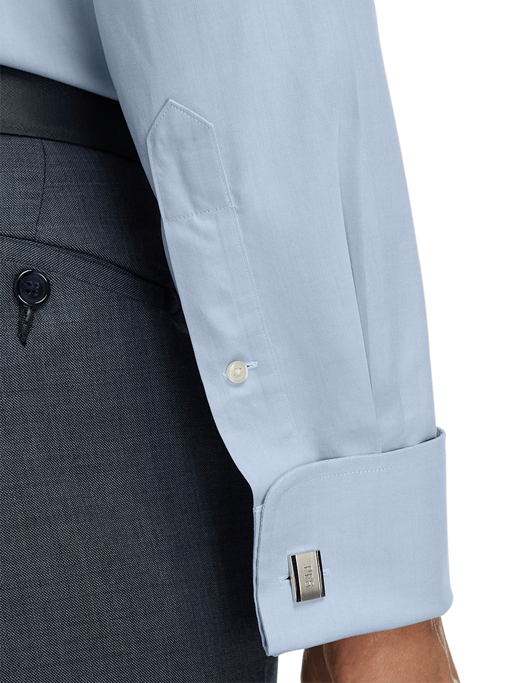 Alternate Image of Non-iron Cotton Pinpoint Solid Spread Collar French Cuff Dress Shirt-3