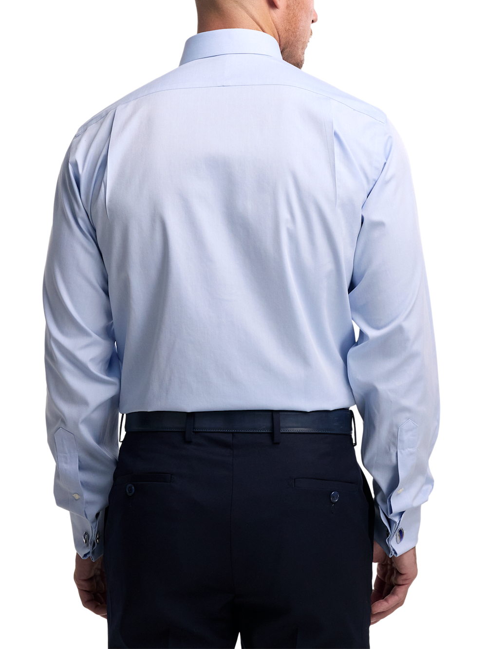 Non-Iron Cotton Pinpoint Solid Spread Collar French Cuff Dress Shirt - Paul Fredrick Non-Iron Cotton Pinpoint Solid Spread Collar French Cuff Dress Shirt - Paul Fredrick