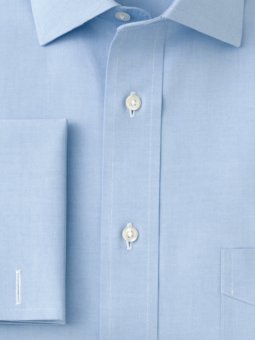 Non-Iron Cotton Pinpoint Solid Spread Collar French Cuff Dress Shirt - Blue Classic Fit / 15 / 35 Non-Iron Cotton Pinpoint Solid Spread Collar French Cuff Dress Shirt - Blue Classic Fit / 15 / 35