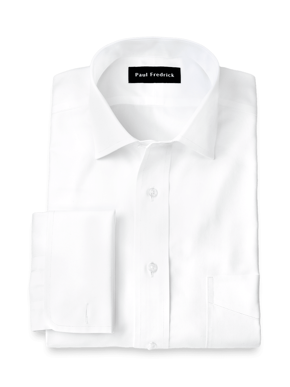 Product Image of Non-iron Cotton Pinpoint Solid Spread Collar French Cuff Dress Shirt-White