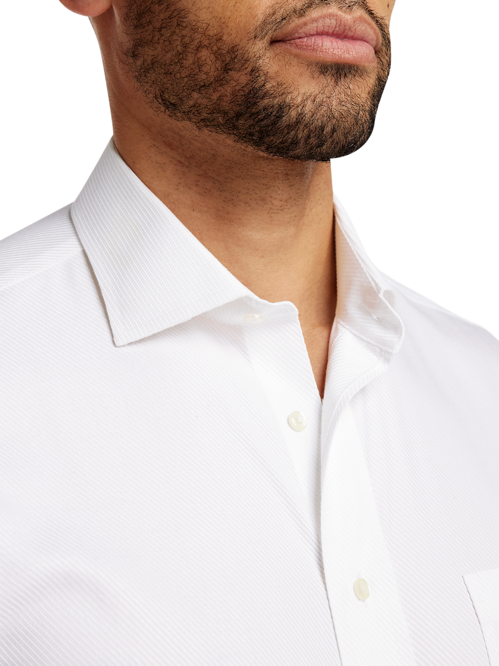 Non-Iron Cotton Twill Spread Collar French Cuff Dress Shirt - White Tailored Fit / 17.5 / 36 Non-Iron Cotton Twill Spread Collar French Cuff Dress Shirt - White Tailored Fit / 17.5 / 36