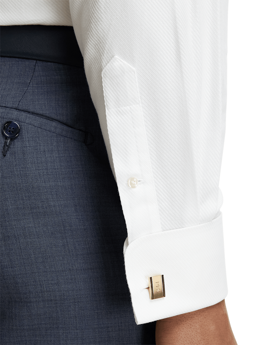 Paul Fredrick Non Iron Cotton Twill Spread Collar French Cuff Dress Shirt White Tailored Fit 17.5 36