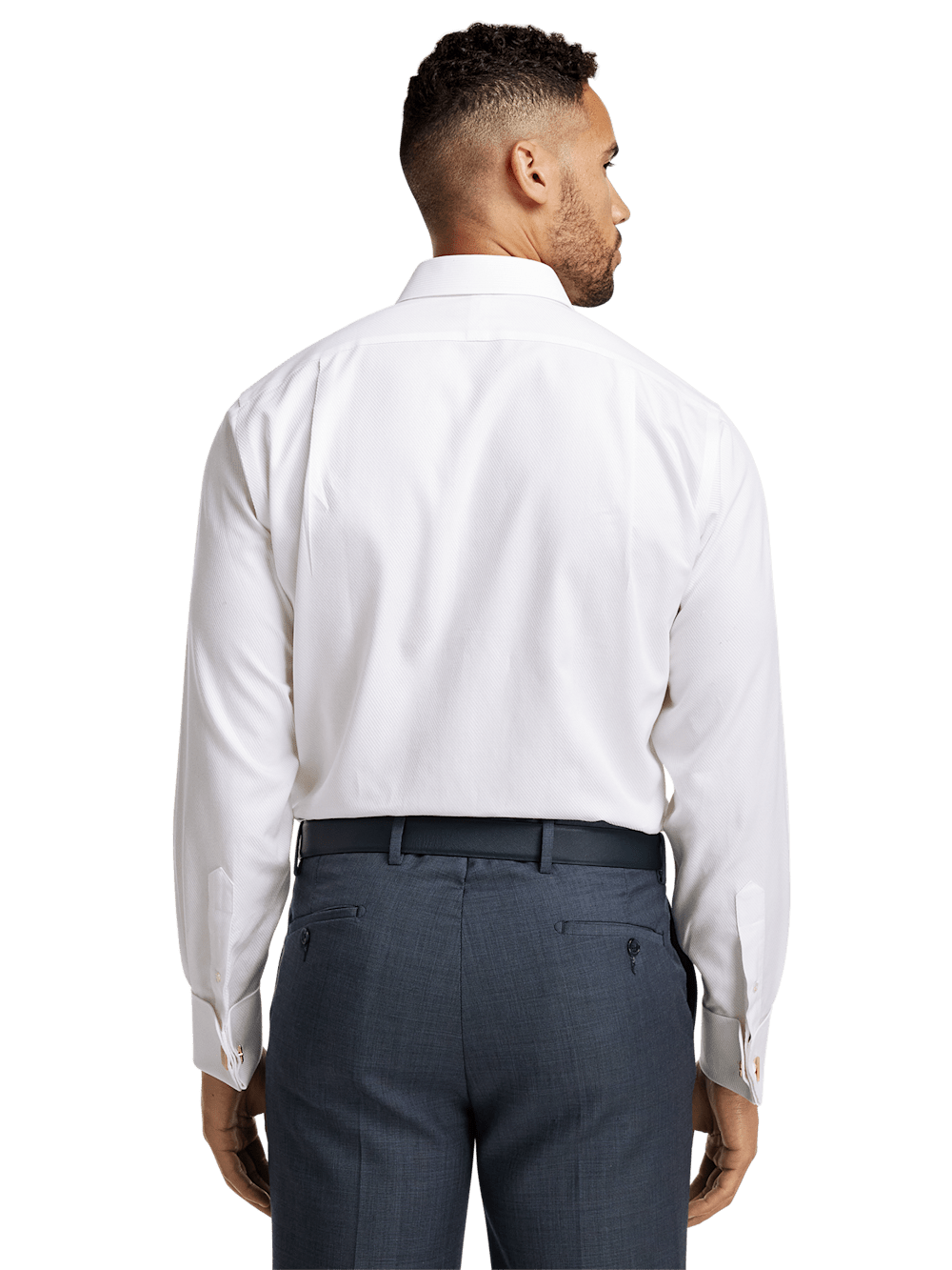 Non-Iron Cotton Twill Spread Collar French Cuff Dress Shirt - White Tailored Fit / 17.5 / 36 Non-Iron Cotton Twill Spread Collar French Cuff Dress Shirt - White Tailored Fit / 17.5 / 36