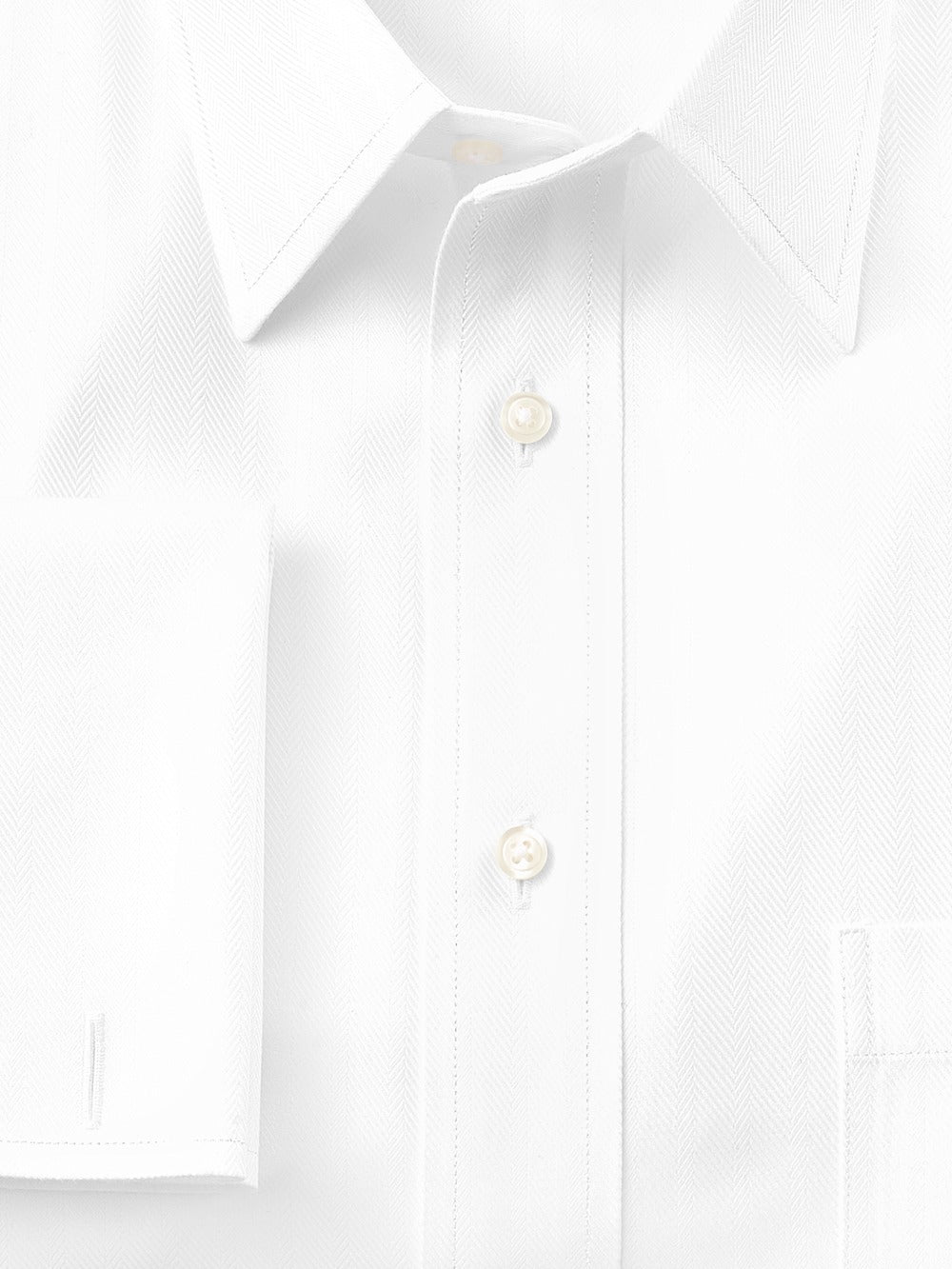 Alternate Shot of Men's White Herringbone Shirts No Trim Detail - 5