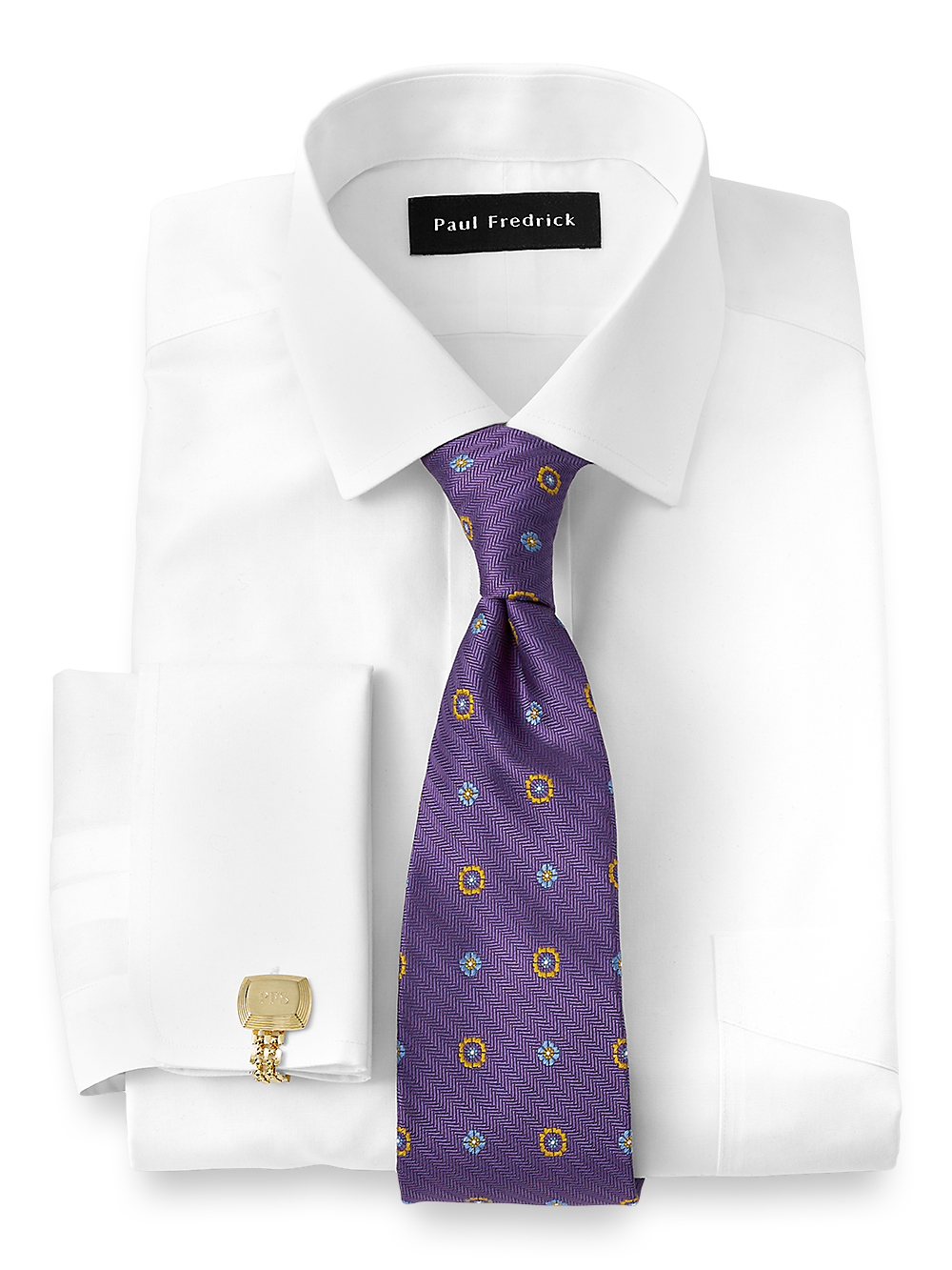 Alternate Image of Supima Non-iron Cotton Solid Color Spread Collar French Cuff Dress Shirt-1