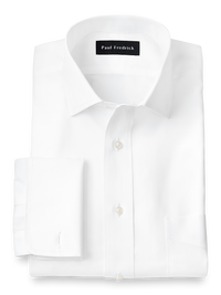 Supima Non-Iron Cotton Solid Color Spread Collar French Cuff Dress Shirt - White