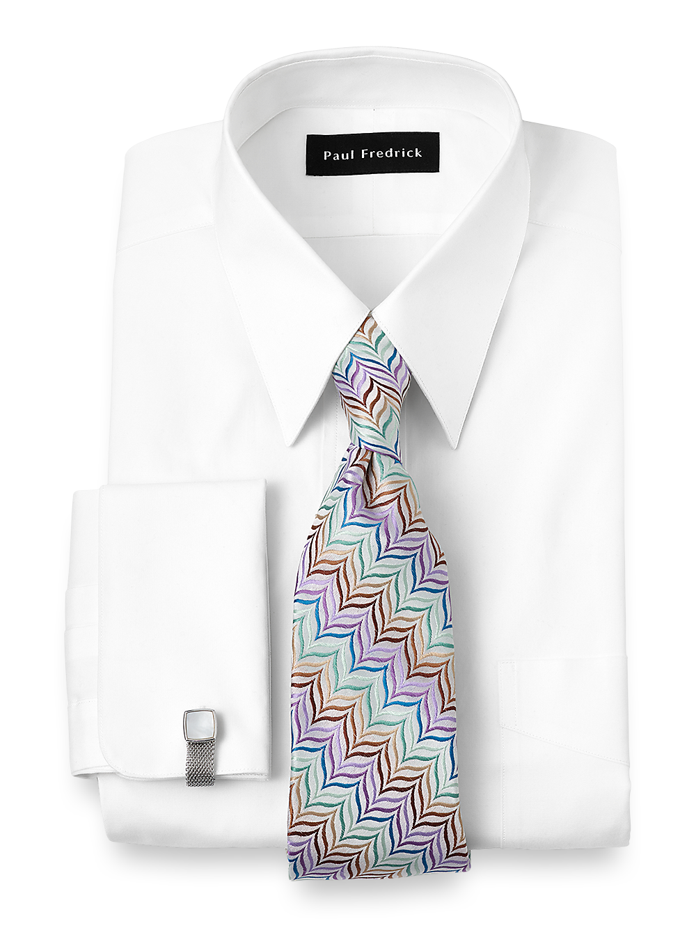 Alternate Image of Pure Cotton Pinpoint Edge-stitched Straight Collar French Cuff Dress Shirt-1
