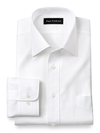 Superfine Egyptian Cotton Solid Color Spread Collar Dress Shirt - White