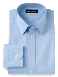 Slim Fit Impeccable Non-Iron Cotton Pinpoint Straight Collar Dress Shirt - Blue