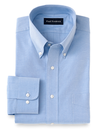 Slim Fit Superfine Egyptian Cotton Solid Color Button Down Collar Dress Shirt - Blue