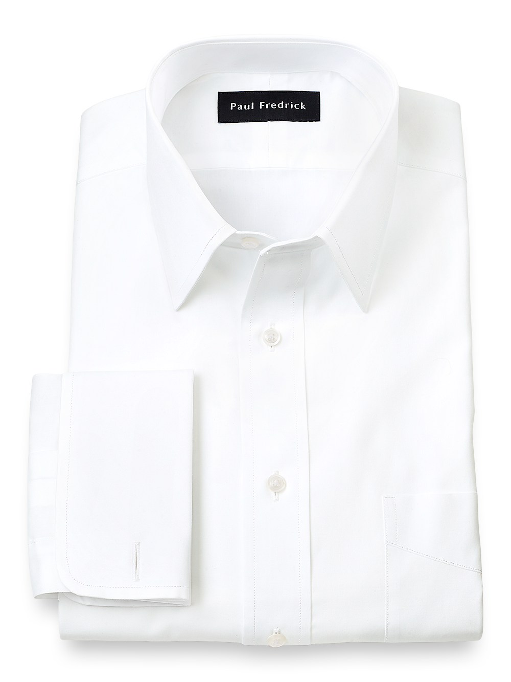 Slim Fit Pure Cotton Broadcloth Straight Collar French Cuff Dress 