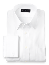 Slim Fit Superfine Egyptian Cotton Solid Straight Collar French Cuff Dress Shirt� - White