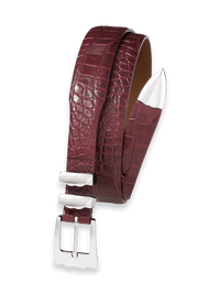 Crocodile Embossed with Metal Keeper & Tip Belt - Cordovan