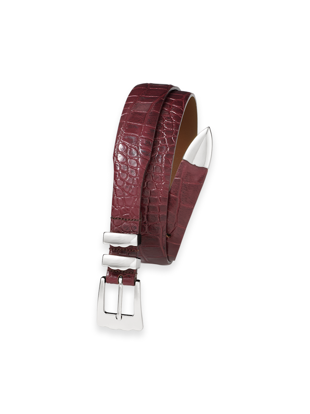 Product Image of Crocodile Embossed With Metal Keeper & Tip Belt-1