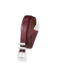 Crocodile Embossed with Metal Keeper & Tip Belt - Cordovan