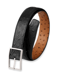 Ostrich Embossed Reversible Belt - Black/tan