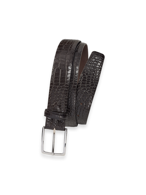 Engineered Garments Hoof Pick Buckle Belt black leather embossed croc silver Engineered Garments Hoof Pick Buckle Unisex Belt Black  main image 3