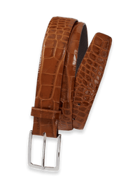 Crocodile Embossed with Changeable Buckle Belt - Brandy