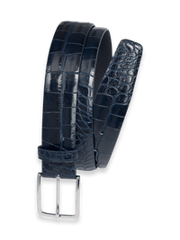 Crocodile Embossed with Changeable Buckle Belt - Navy