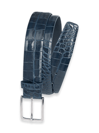 Crocodile Embossed with Changeable Buckle Belt - Blue