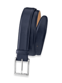 Leather Belt with Changeable Buckle - Navy