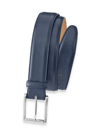 Leather Belt with Changeable Buckle - Medium Blue