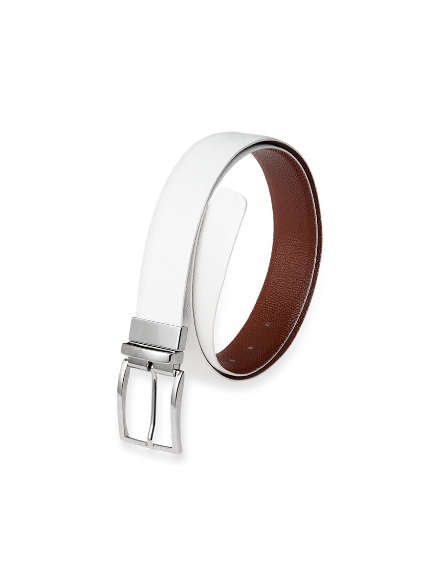 Anthony Reversible Belt - White/chestnut – Paul Fredrick