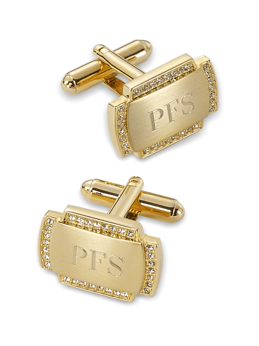 Product Image of Crystal Border Engravable Cufflinks-Gold