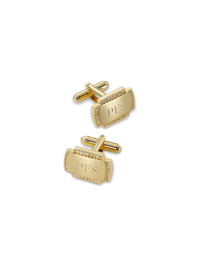 Crystal Border Engravable Cufflinks - Silver