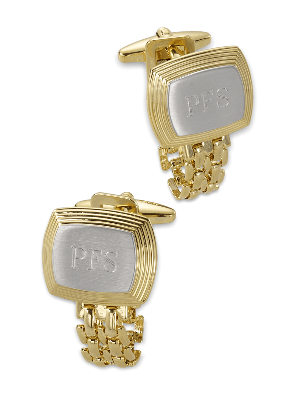 Product Image of Chain Wrap Engravable Cufflinks-Gold/Silver