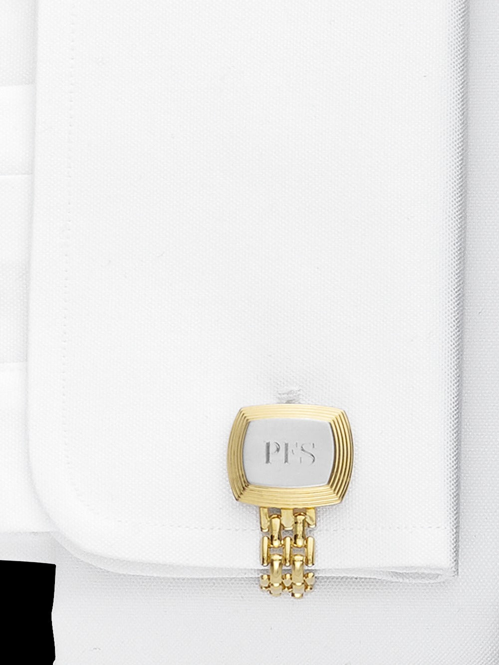 Alternate Shot of Men's Gold/Silver  Cufflinks  - 3