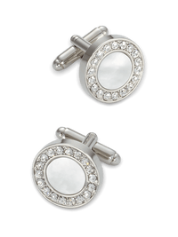 Mother of Pearl & Crystal Cufflinks - Silver