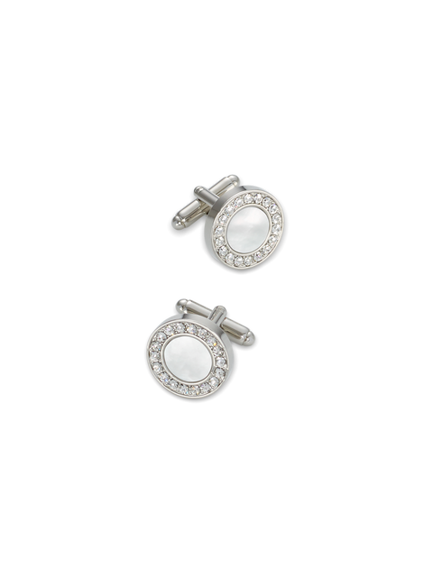 Mother of Pearl & Crystal Cufflinks - Silver – Paul Fredrick