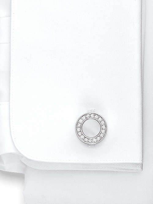 Mother of Pearl & Crystal Cufflinks - Silver – Paul Fredrick