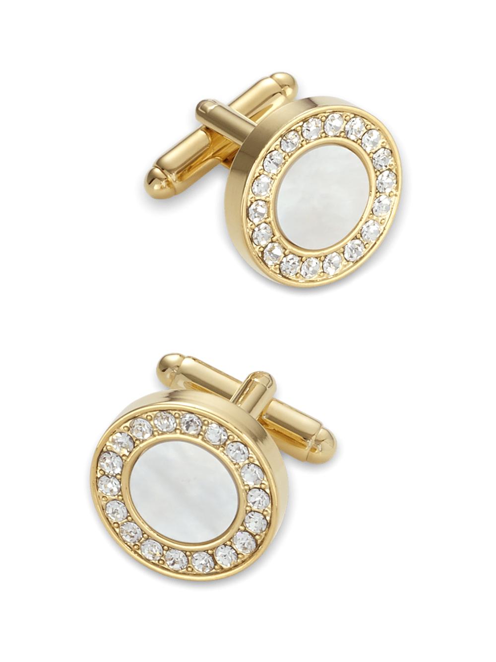 Product Image of Mother Of Pearl & Crystal Cufflinks-Gold