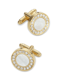 Mother of Pearl & Crystal Cufflinks - Gold